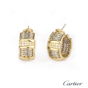 Cartier 18k Yellow and White Gold Diamond Hoop Earrings